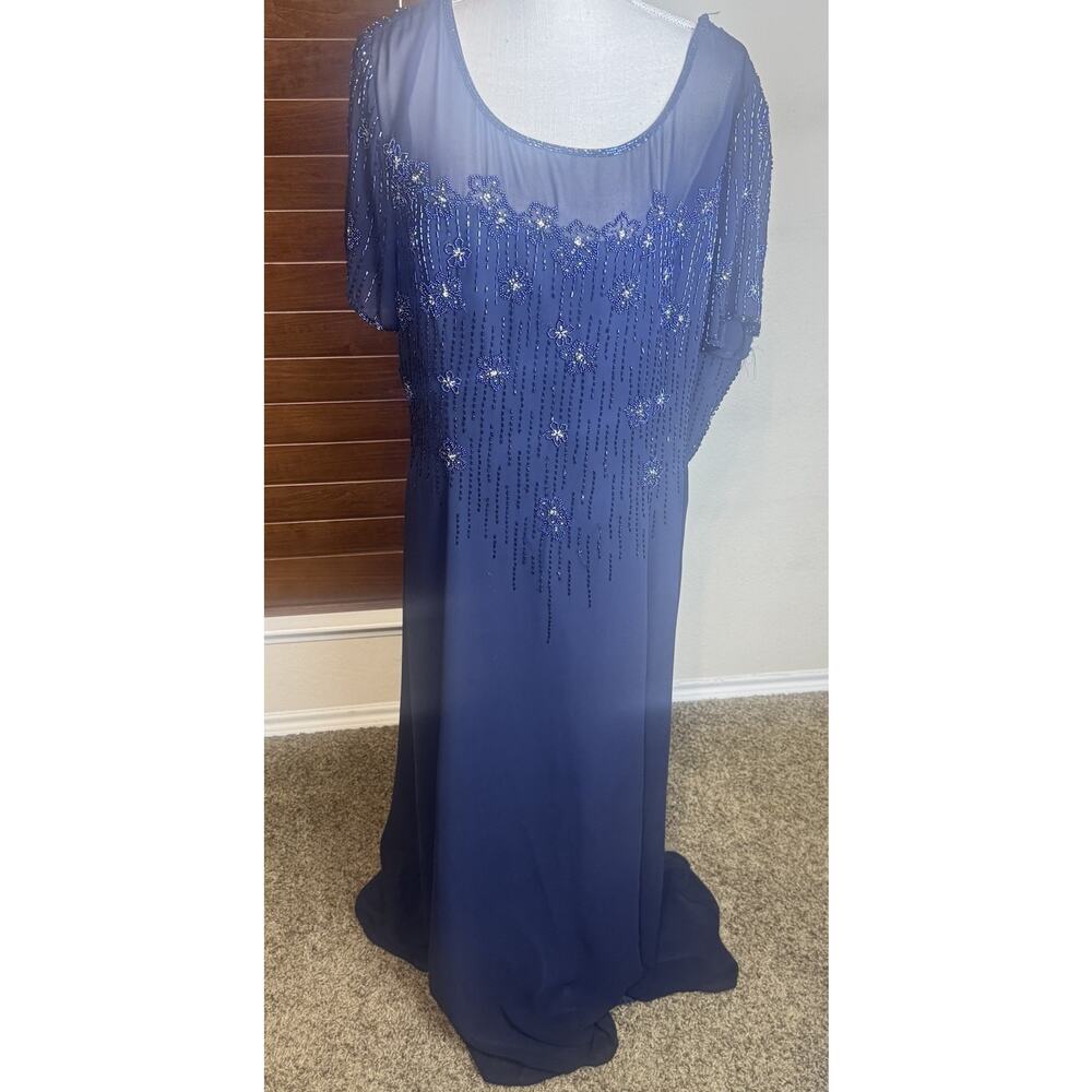 Sylvia Ann Formal Dress Navy Blue Long‎ Beaded Mother Of The Bride Groom XL